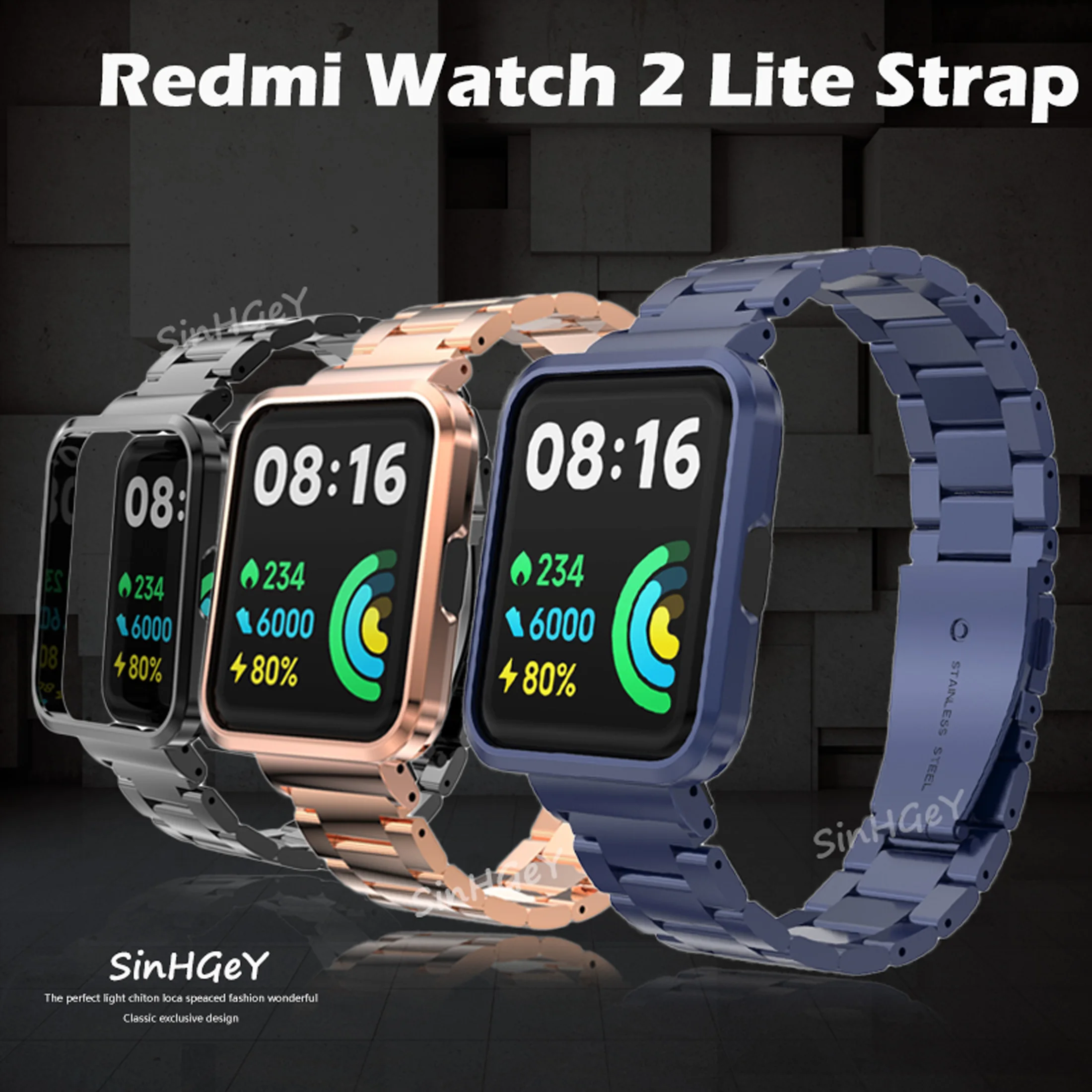 SinHGeY-Correa de Metal para reloj Redmi 2 Lite, repuesto de pulsera de acero inoxidable