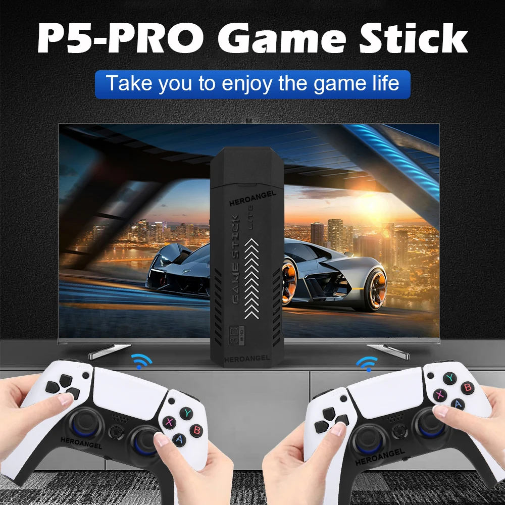 جديد P5-Pro 4K GameStick الرجعية لعبة فيديو وحدة التحكم 2.4 جرام اللاسلكية تحكم HDTV 64 جرام/128 جرام 30000/40000 ألعاب ل PSP/PS1/GBA/N64