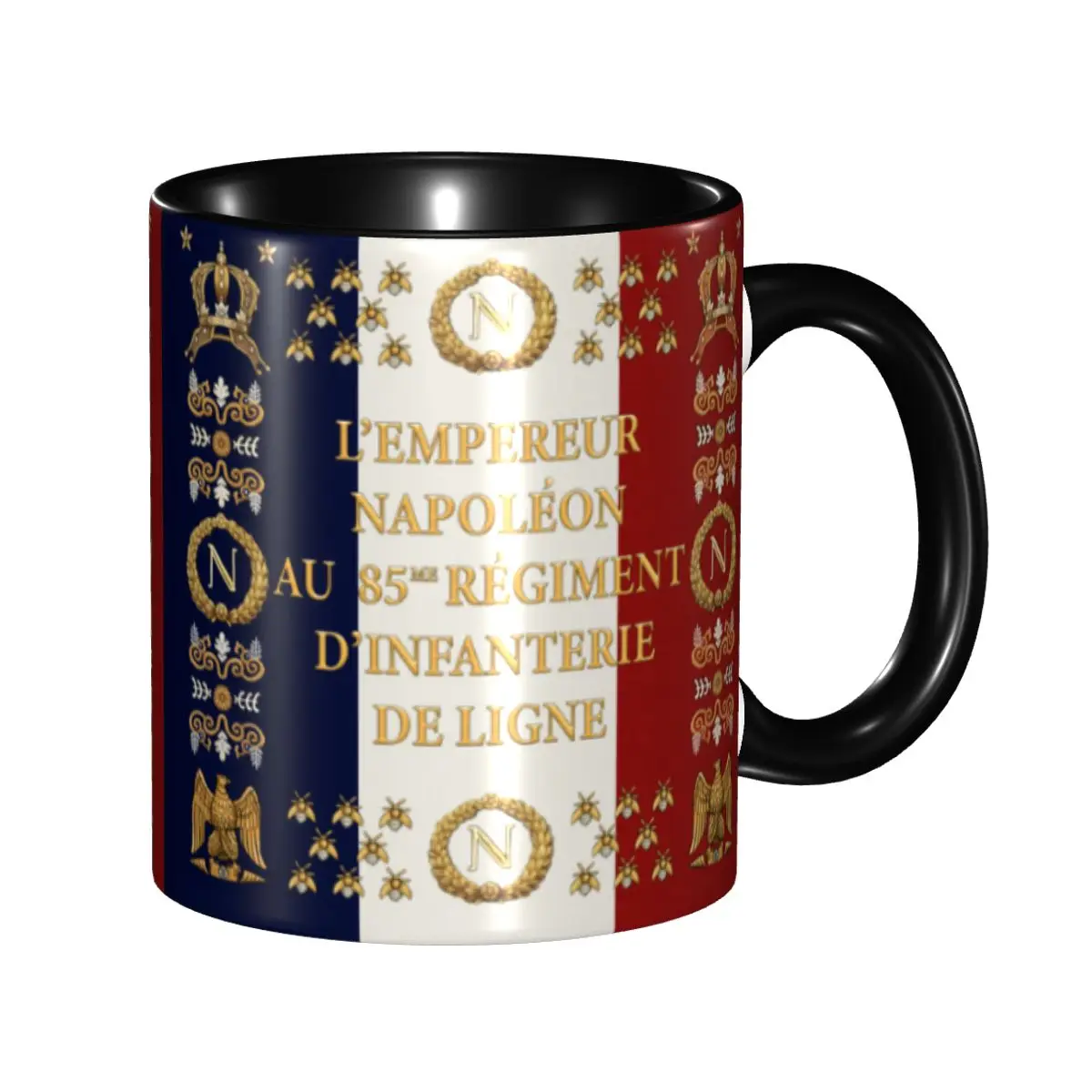 

Napoleonic French 85th Regimental Flag Coffee Mug DIY Personalized France Fleur De Lis Ceramic Milk Tea Mug