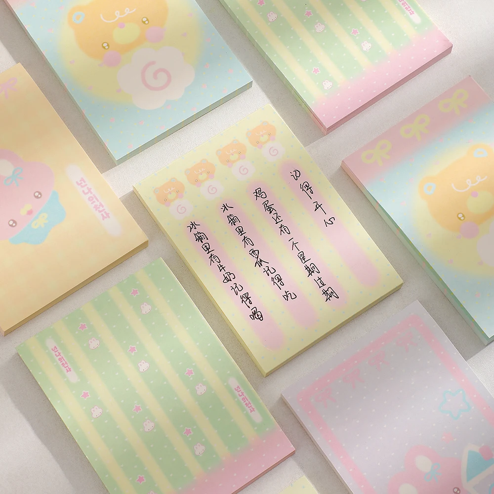 100sheet 2set Kawaii Sticky Note Aesthetic Memo Pad Student Office Accessories Stationery Sticky Notes