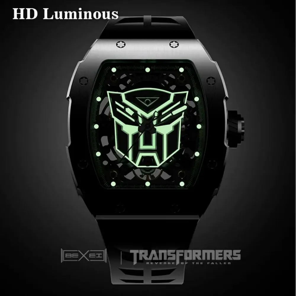 BEXEI 9119 Automatic mechanical men watch CO-BRANDING Transformers 80 Hours Power Barrel shaped Sapphire Mirror luminous Watch