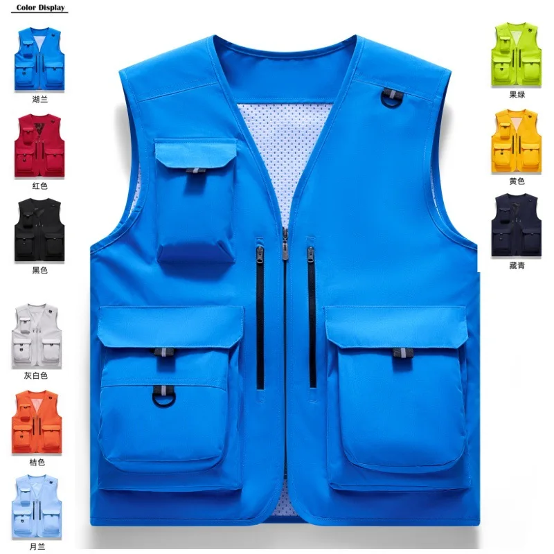 2026 New Multi Pocket Men's Tactical Vest Sleeveless Jacket Casual Mesh Workwear Photographer Workwear Fishing Top Tool Vest