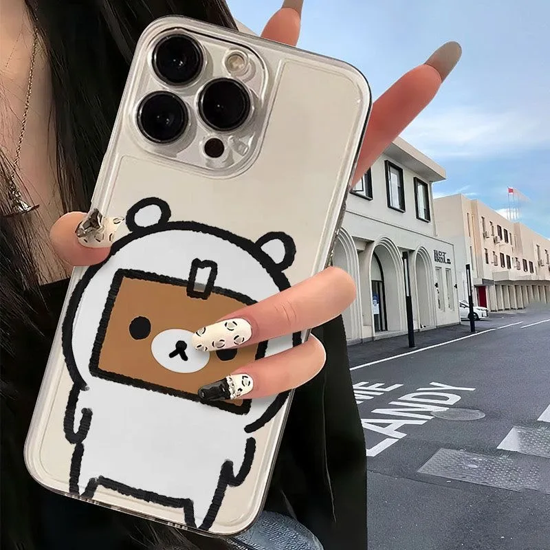 Rilakkuma interchangeable expression transparent phone case suitable for iPhone11 12 13 14 15 16 17pro max