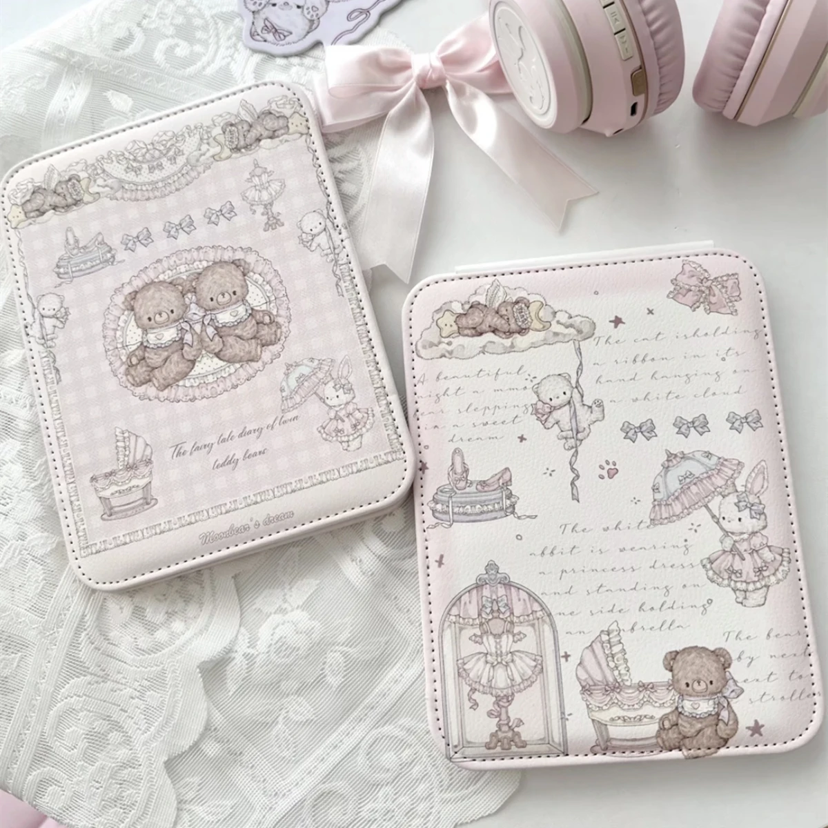 Portable Cosmetic Mirror Folding Desktop Dormitory Princess Mirror Female Large and Small Desktop Cosmetic Mirror Cartoon
