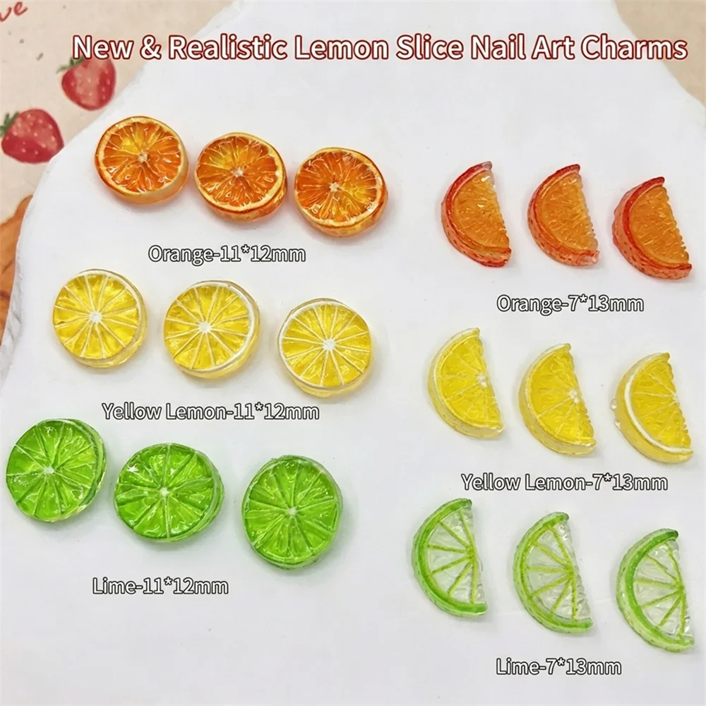 30Pcs 3D Mini Fruit Nail Charms Transparent Lemon Orange Lime Slices Resin Nail Art Decorations Summer Y2K Manicure Accessories1