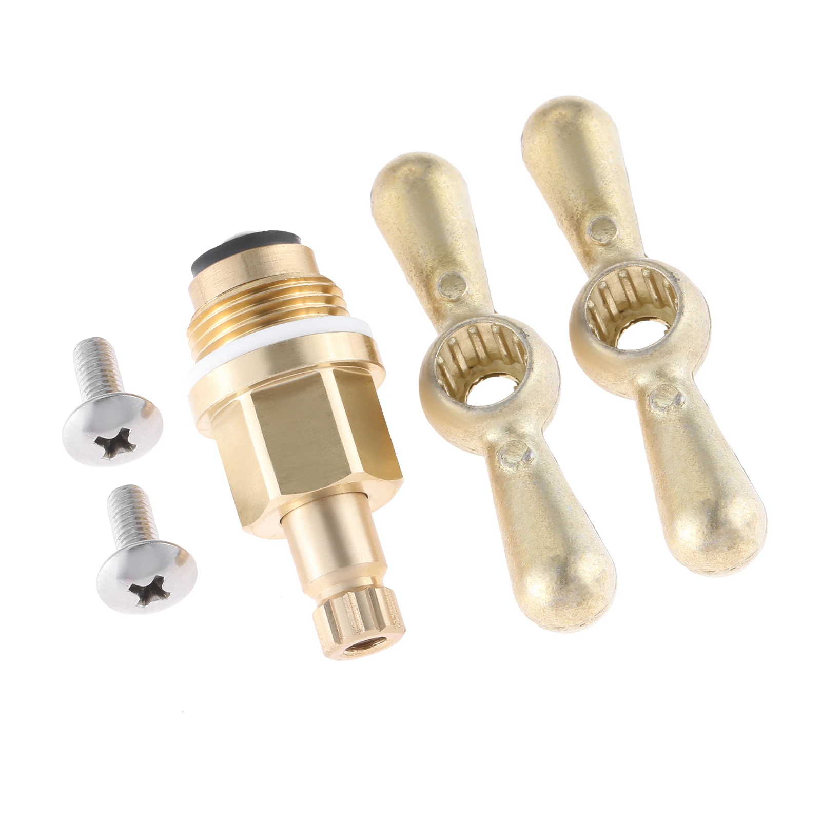 

1pc Valve Faucet Stem W/ 2 Screws and 2 Handles Brass Hose Bib Globe Valve Stem Bonnet for Arrowhead Hose Bib Replacement Parts