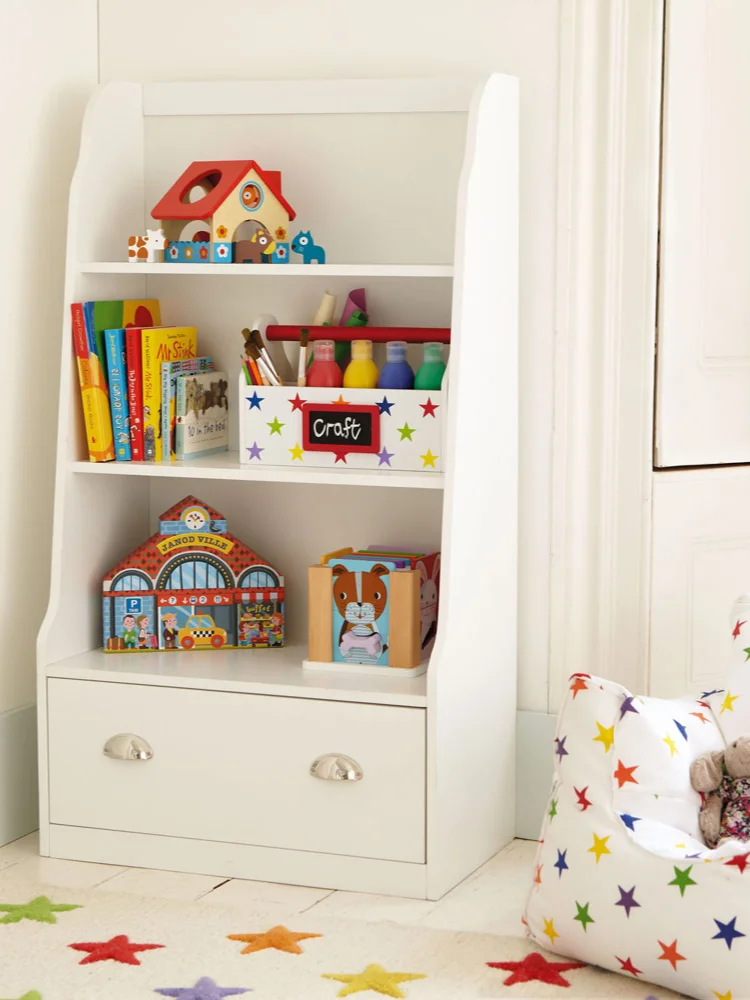 ~Children's Simple Bookcase Locker Drawer Multifunctional Toy Cabinet White Bucket Cabinet Bookshelf