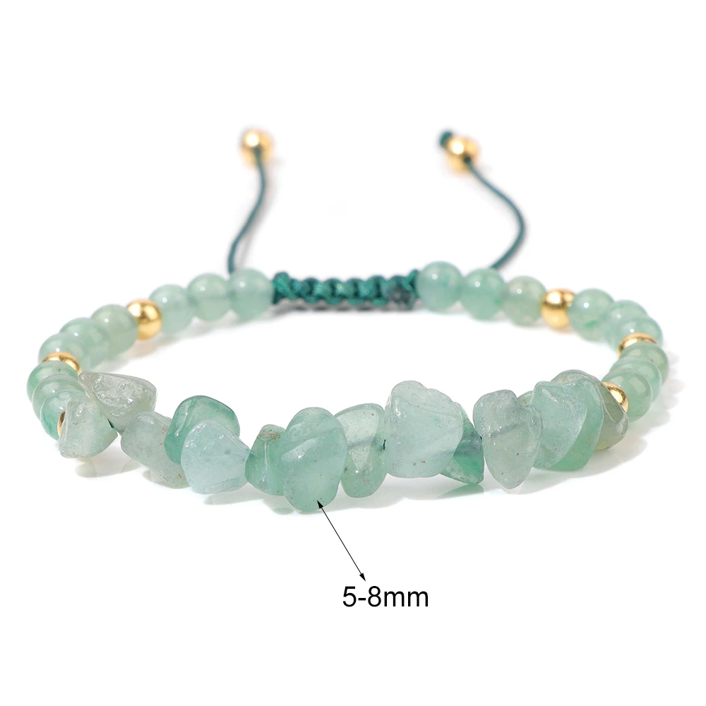 Natural Green Aventurine Stone Bracelet Irregular Chip Beads Braided Bracelets Reiki Healing Yoga Bracelet for Women Men Jewelry