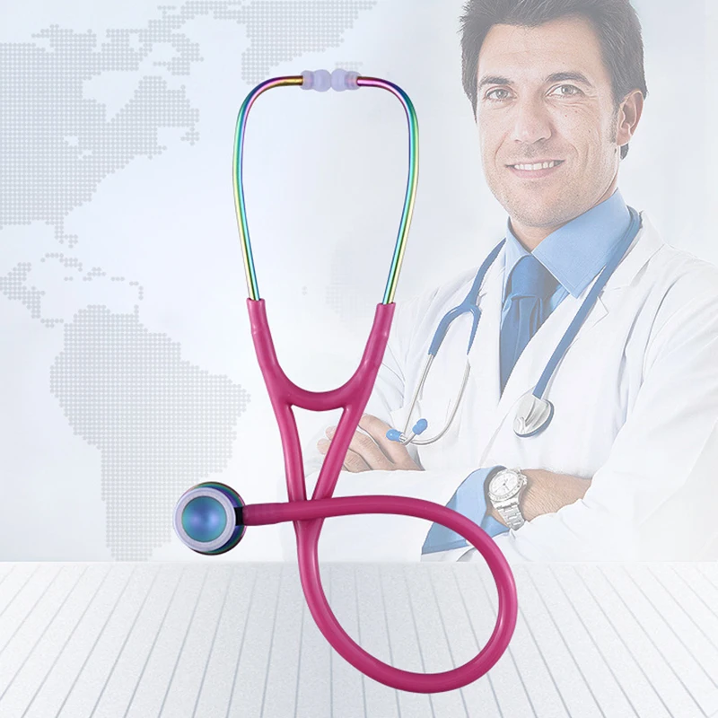 Rainbow Medical Dual Head Portable Professional Clinical Cute Cardiology Stethoscope Health Tool for Nurse Doctor Students B2