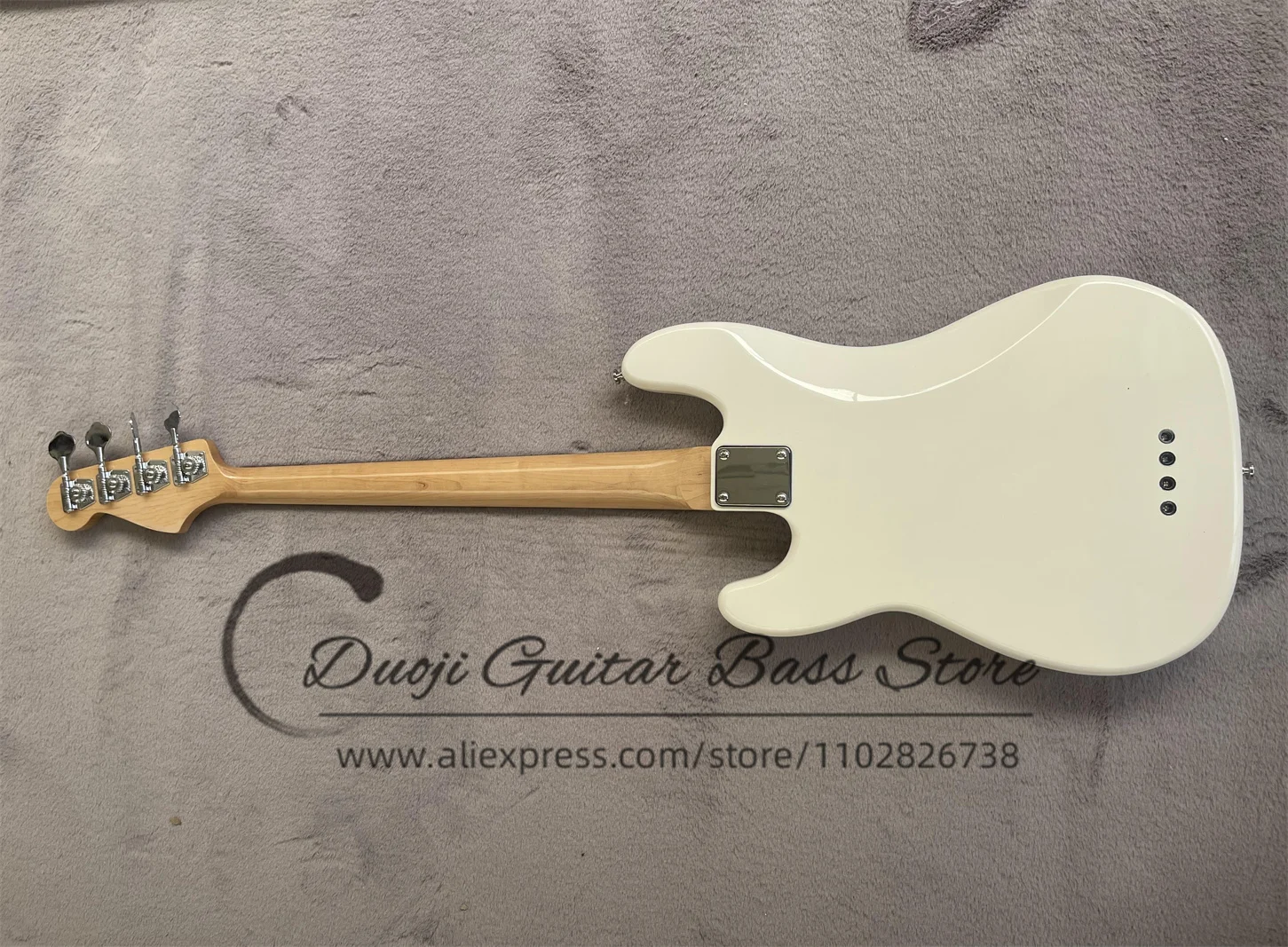 4 String Bass Guitar Cream White Body Maple Neck Rose Wood Fingerboard Milk Green Guard Fixed Bridge