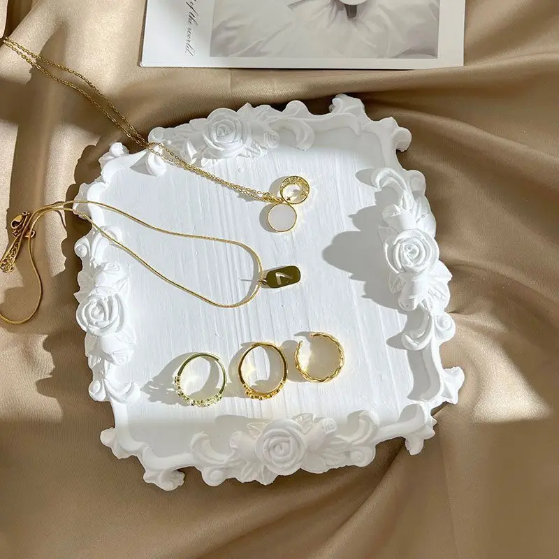Minimalist Velvet Jewelry Display Tray for Earrings Ring Necklace Photo Props Organizer for Dresser Counter Storage Box