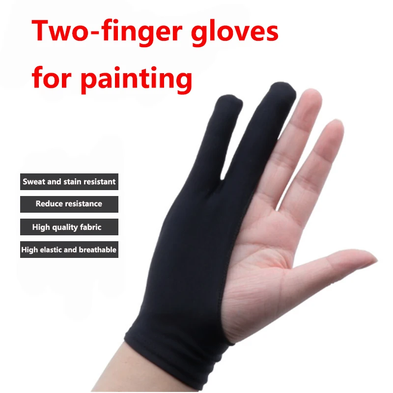 

Black Two Finger Anti-fouling Glove,both for Right and Left Hand Artist Drawing for WACOM HUION XP-PEN Graphics Drawing Tablet