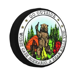 Custom Mountain Bear Camping Adventure Capmer Spare Tire Cover for Mitsubishi Jeep RV SUV Trailer Car Wheel Protector Covers