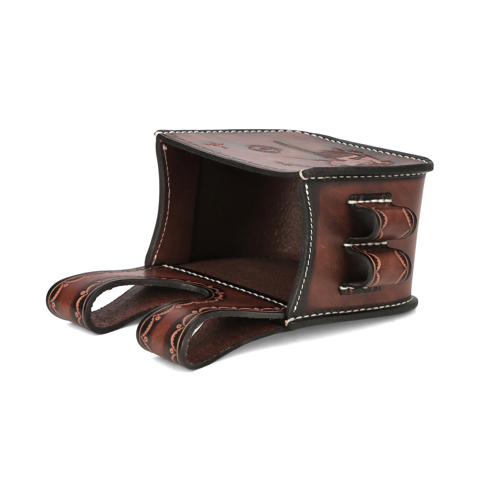 Tourbon Hunting Leather Shotgun Cartridges Pouch Ammo Waist Bag Case Gun Shell Pouch with 2 Bullet Loop for 12/16/20 Gauge Brown view 6
