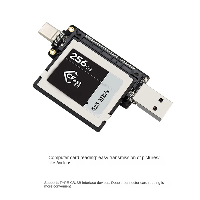 CFast USB 3.1 Type A+C Card Reader 10Gbps Fast Card Reader Portable Aluminum CFast Memory Card Adapter