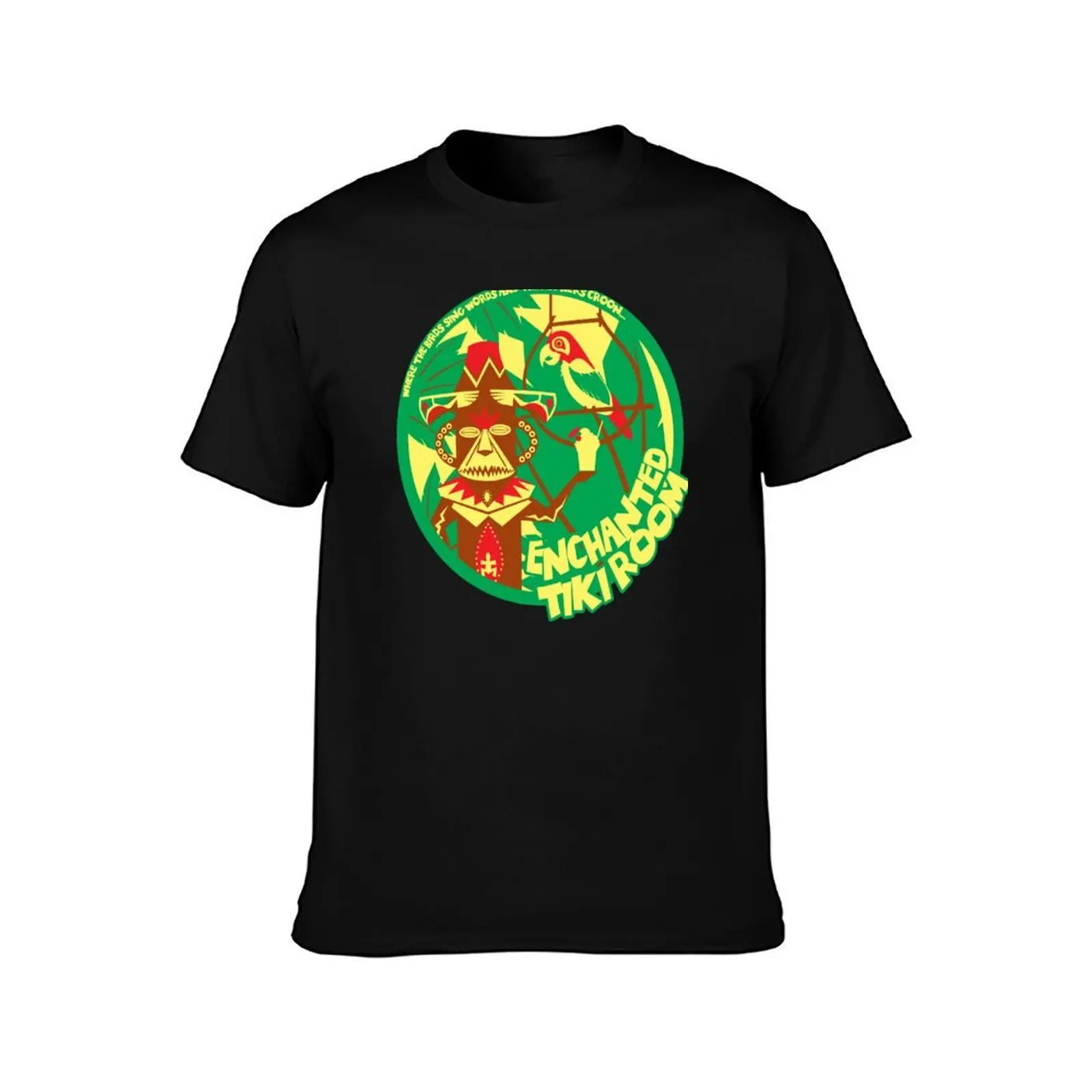 The Enchanted Tiki Room (green, red, yellow) T-Shirt, Summer Casual Cotton Tee, Oversized Streetwear Tops, Vintage Graphic Print
