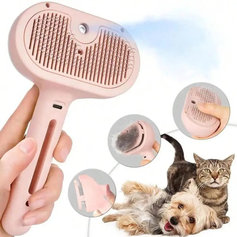 

3 in 1 Cat Steam Brush, Pet Spray Hair Removal Comb for Shedding & Grooming, Water Brush for Cats Dogs Small Animals Long Short