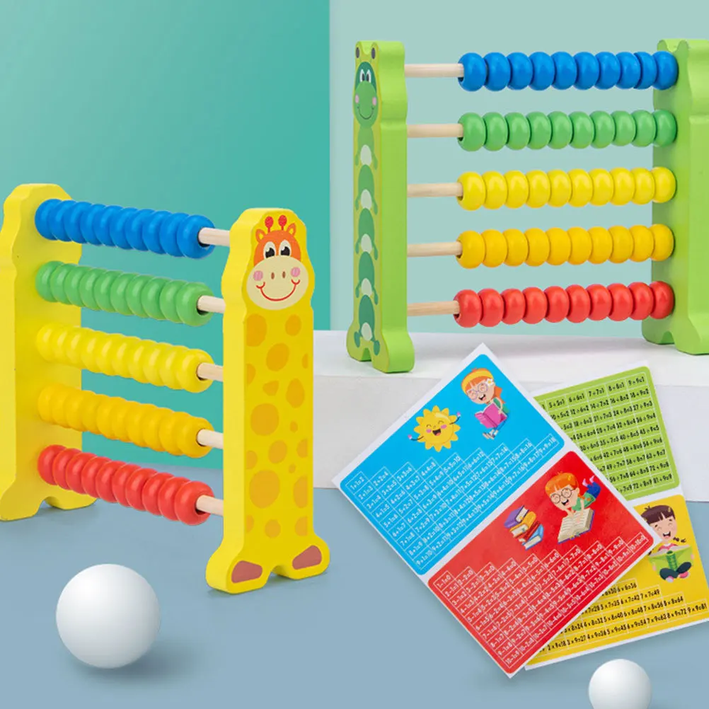 1pc Long Neck Giraffe Calculation Frame 5 Rows Wooden Abacus Colorful Numeration Educational Tool For Kids Early Math Learning