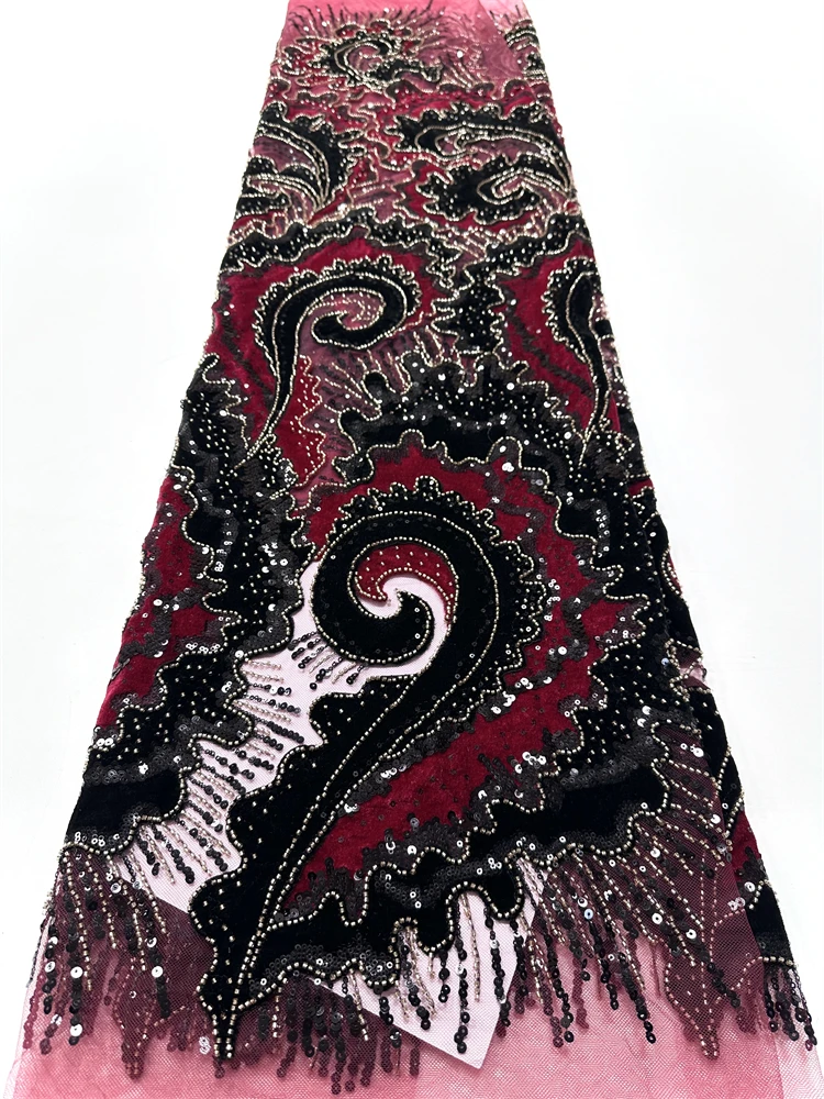 

Нигерийская бархатная кружевная ткань с блестками, 2025 г., высококачественная кружевная африканская кружевная ткань для свадебного платья, французское сетчатое кружево, 5 ярдов