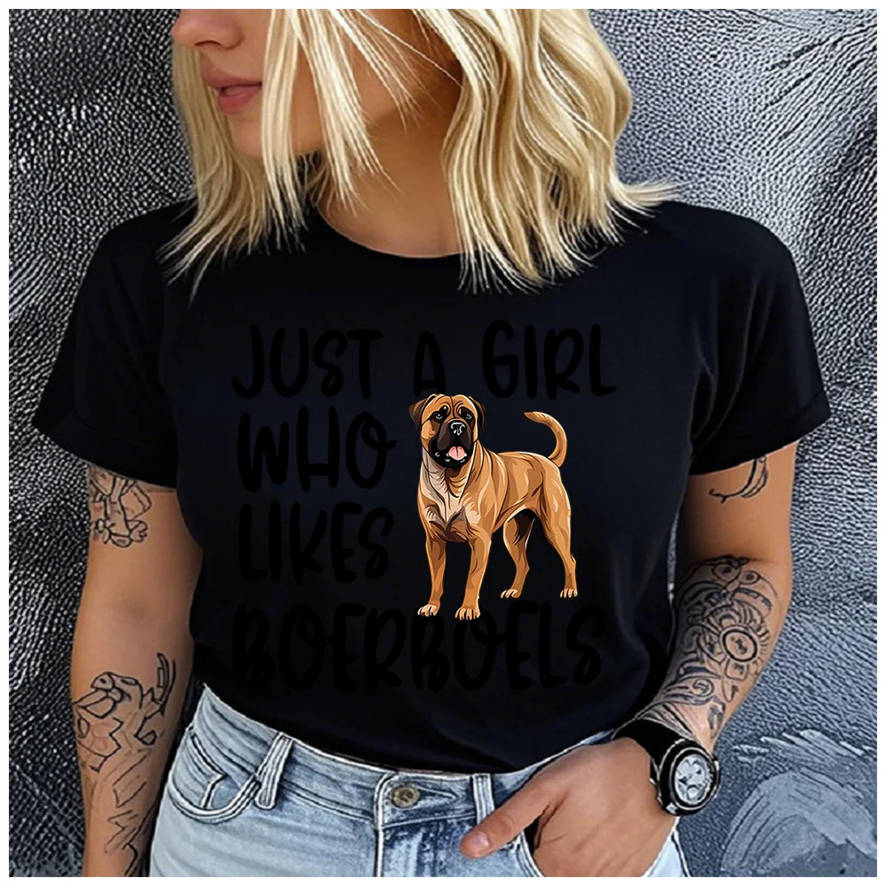 Cotton 100% Boerboels Slogan Print T Shirt Women Just A Girl Who Loves Boerboels Dog Owner Casual Basic Top