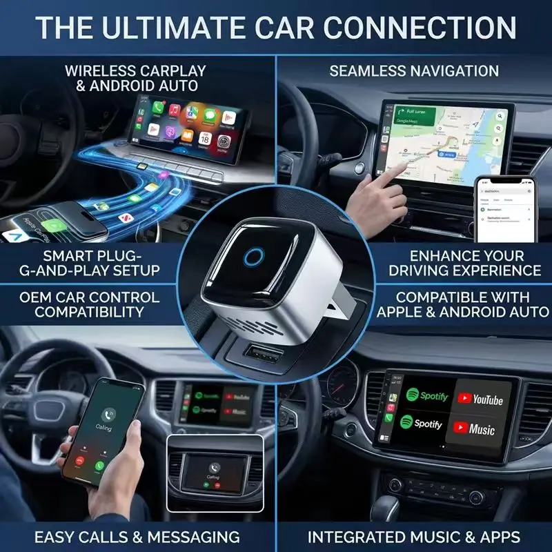 DRNVIYNC 2026 CarPlay Wireless Adapter Android Auto To USB Car Play Wireless Intelligent Systems Wireless Adapter Mini AI Box view 3