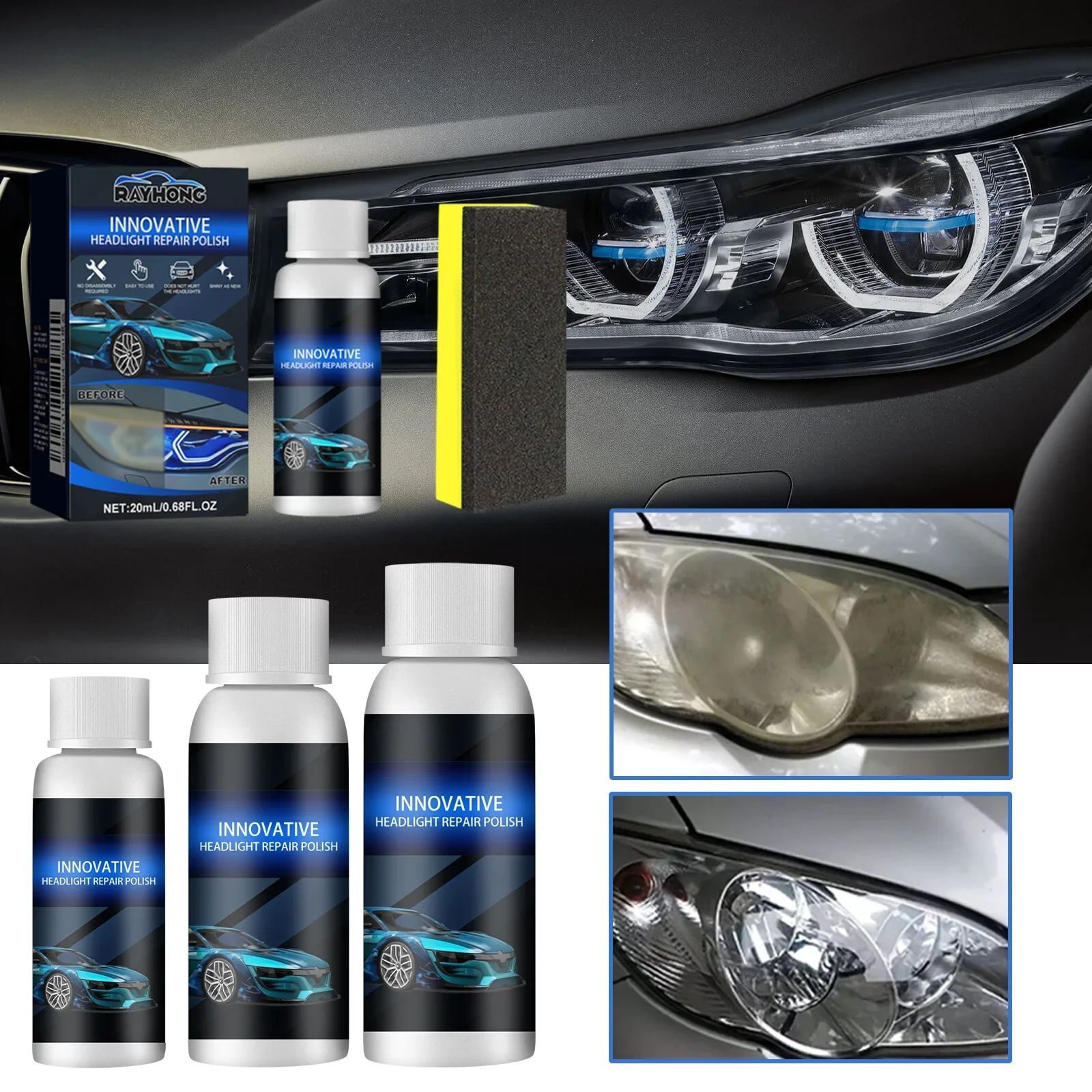 Car Headlight Repair Coating Solution Repair Kit Oxidation Rearview Coating Headlight Polishing Anti-scratch Liquid Car Wash