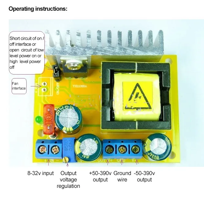 Adjustable ZVS Capacitor High Voltage Boost Converter Board DC-DC DC 8-32V to 45~390V/DC 8-32V to ±45V-390V Step Up Boost Module