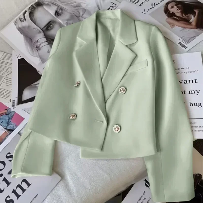 Blazer corti moda donna primavera autunno eleganti abiti femminili giacca top Casual Solid manica lunga Office Lady Blazer Coat