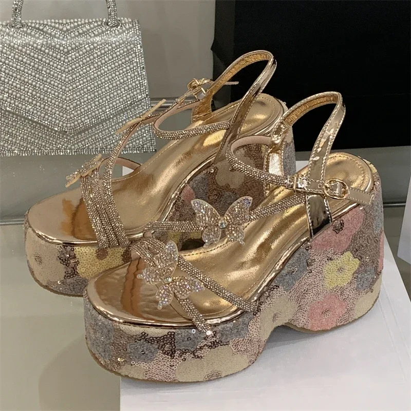 Aneikeh Fashion Comfort Square Head Exposed Toe Height Thick Bottom Slope Heel Sandals Women 2026 Summer Chausures Femme