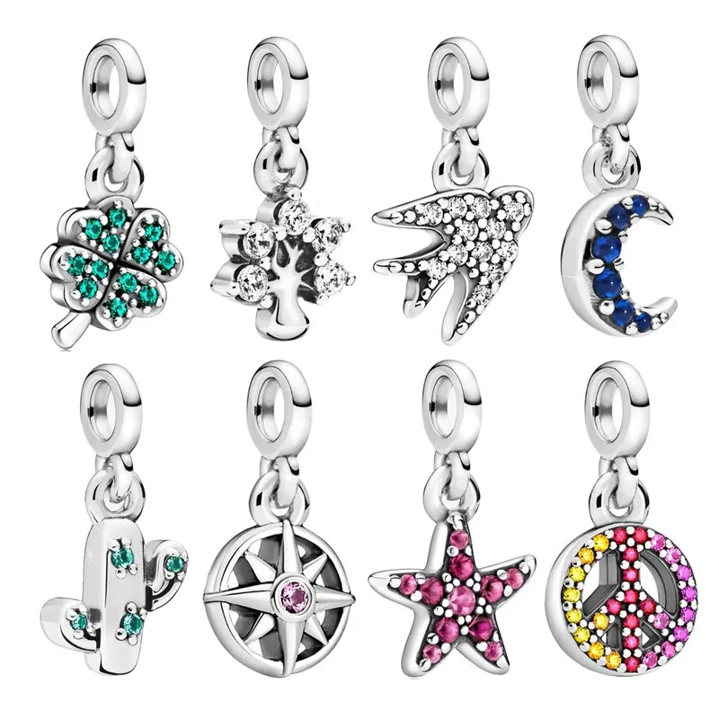 

Fit Original Pan Me Bracelet DIY Bead Jewelry For Women New 925 Sterling Silver My Love Starfish Flamingo Pendant Charm