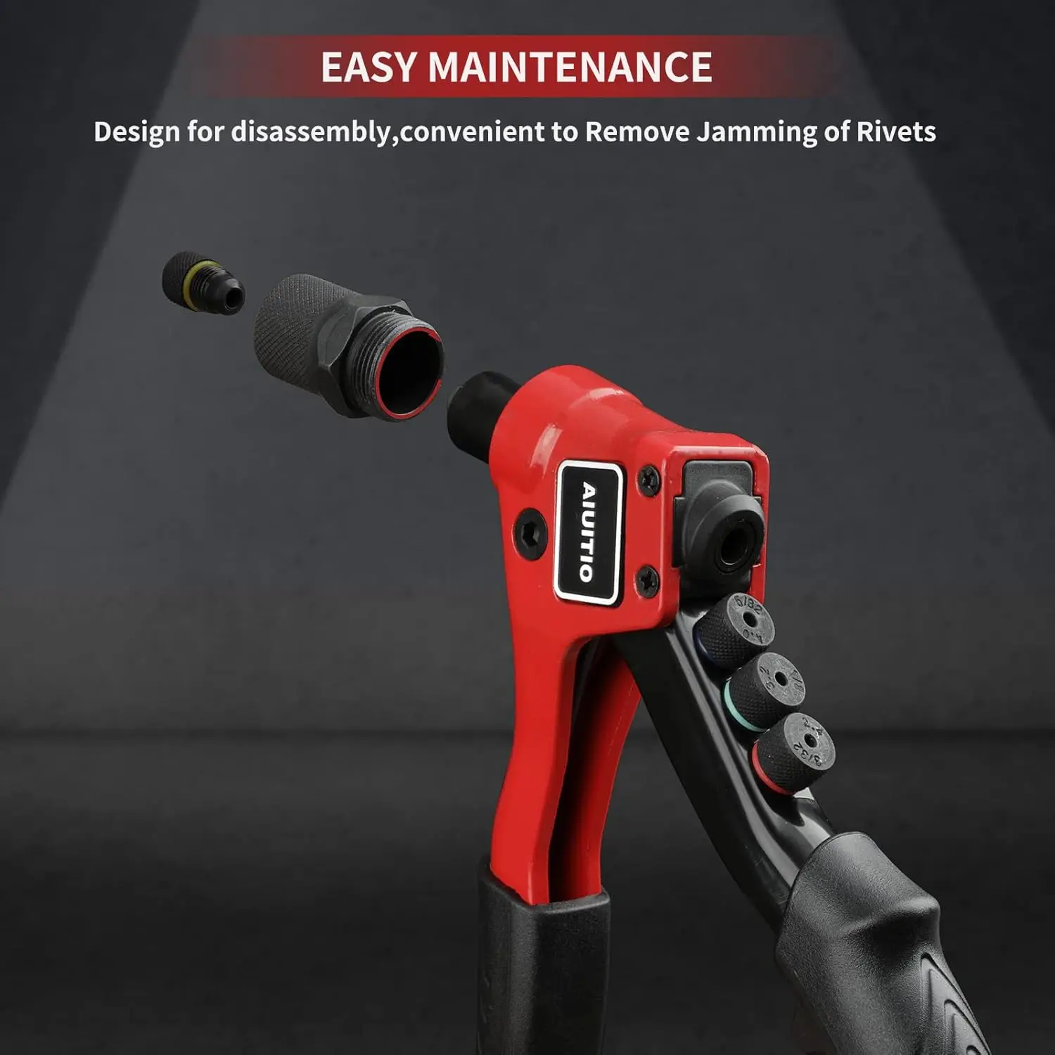 مسدس برشام، مجموعة أدوات برشام مع 200 مسامير و4 لقم ثقب، مجموعة أدوات برشام يدوية مع حقيبة حمل متينة