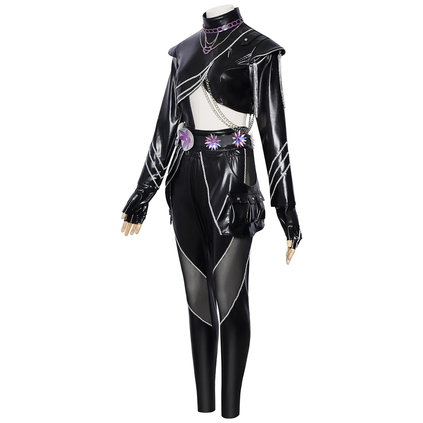 Costume cosplay Mira Zoey Rumi in pelle nera Costume nero per ragazze da donna Festa di Halloween Kpop Rumi Mira Zoey Battle Suit