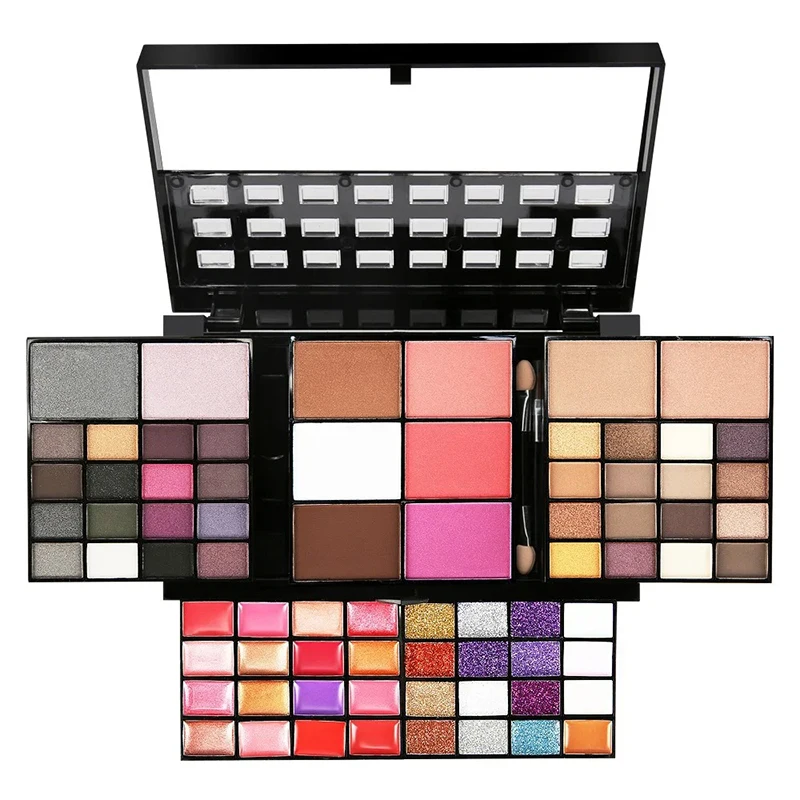 

74 Colors Eyeshadow Lip Gloss Combination Makeups Set Pearlescent Matte Eyeshadow Tray Concealer Flash Lipstick Cosmetic Set Box