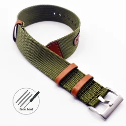 Soft Watch Bracelet for Seiko Replacement 20mm 22mm Canvas Nylon Patch Leather Strap for Rolex Watchband for Omega Wristband