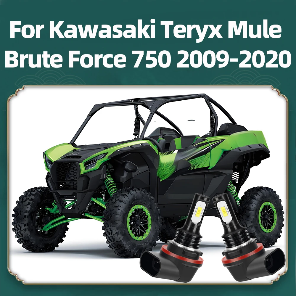 2Pcs For Kawasaki Teryx Mule Brute Force 750 2009-2020 LED Headlight Bulbs HR3 LED Light CSP 3570 Chips 34901-A21 12V ATV UTV