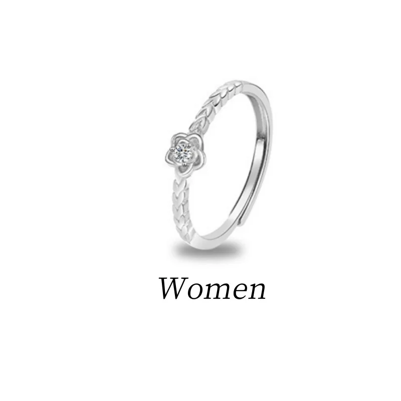 Silver Color Prince Rose Couple Rings, Trendy Design