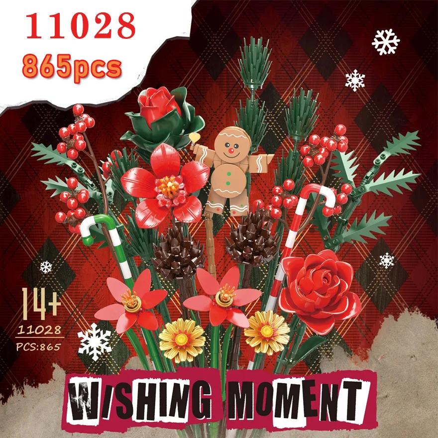 

11028 Bouquet Model Building Blocks Artificial Flower Plants Decoration 865pcs Assembly Toys MOC Small Bricks Girl Holiday Gifts