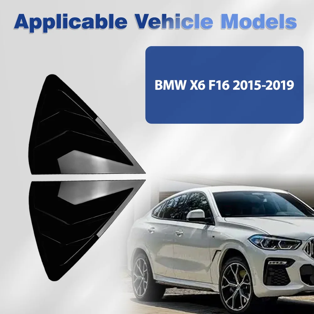 

2Pcs Car Rear Window Side Louver Shutter Cover Vent Scoop Sticker Trim Spoiler For BMW X6 F16 2015 2016 2017 2018 2019