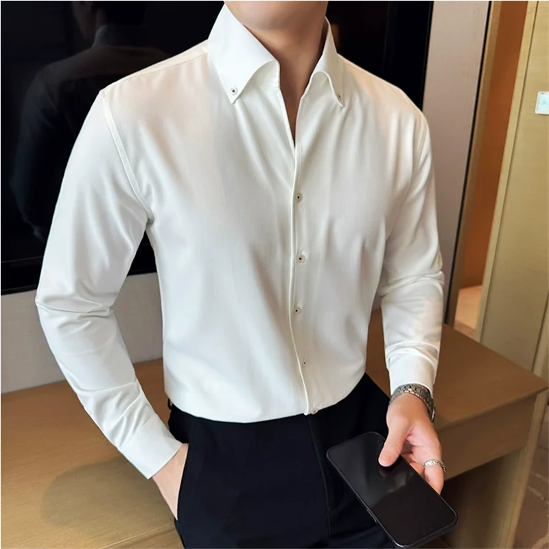 Retro Denim Shirts High Quality Mens Long Sleeve Business Slim Fit Cowboy Shirts Fashion Casual Versatile Men's Social Shirt