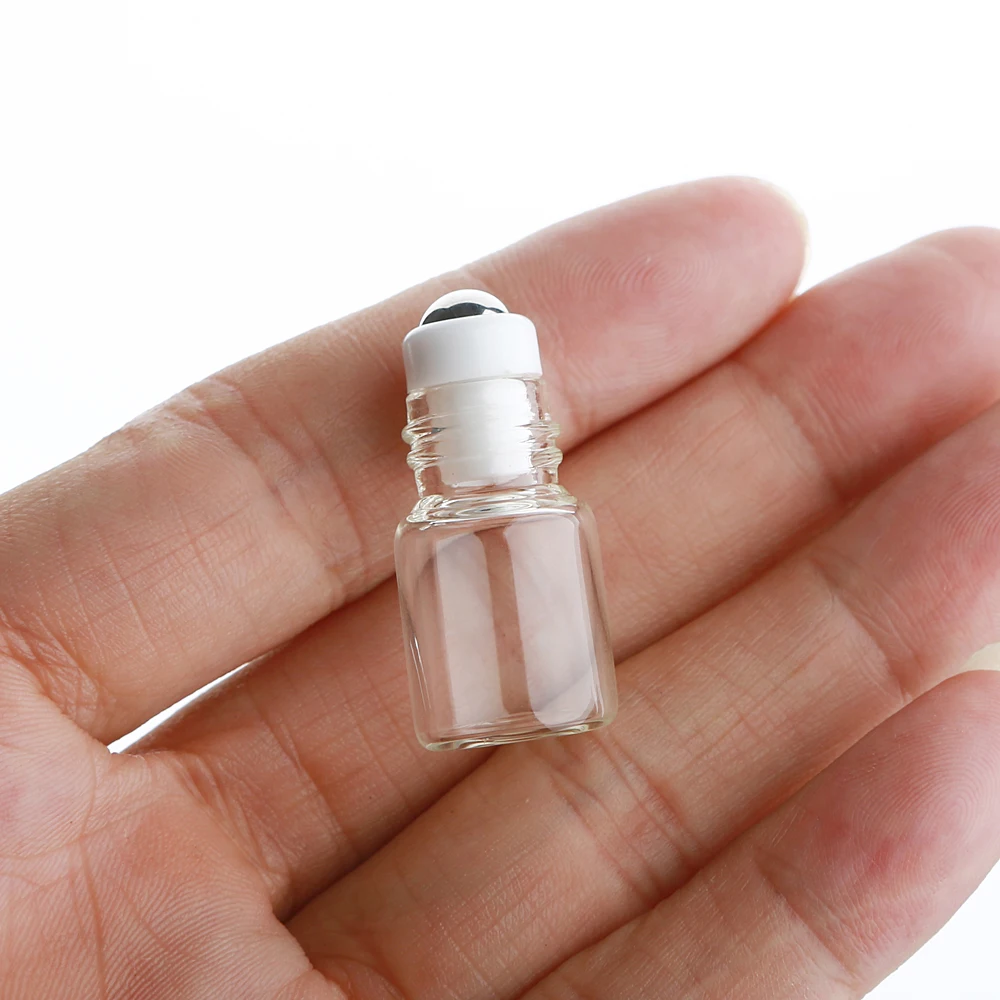 100 قطعة زجاجات قابلة للطي من الزجاج الشفاف سعة 2 مل مع رؤوس رش من الألومنيوم، وموزعات عطور/سفر محمولة للزيوت العطرية.