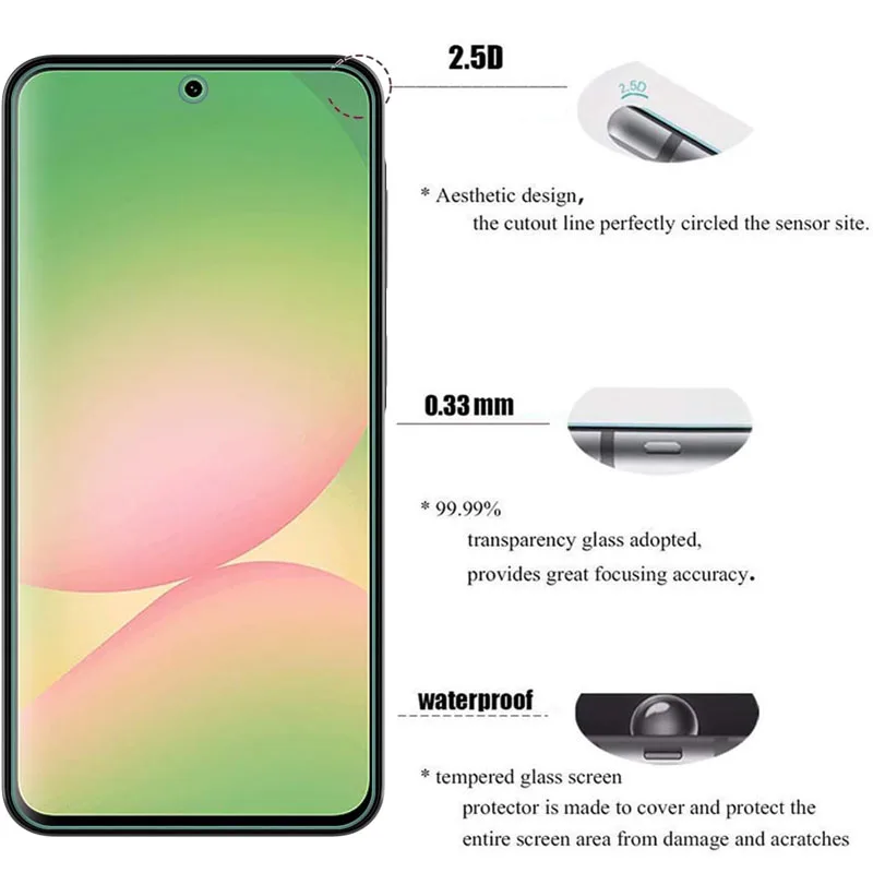Vidrio Templado para Cámara para Samsung S26 A56 A36 A55 A35 A54 A34 A52 A15 A16 A14 S21 S22 S23 FE S24 S25 Ultra Protector de Pantalla 2