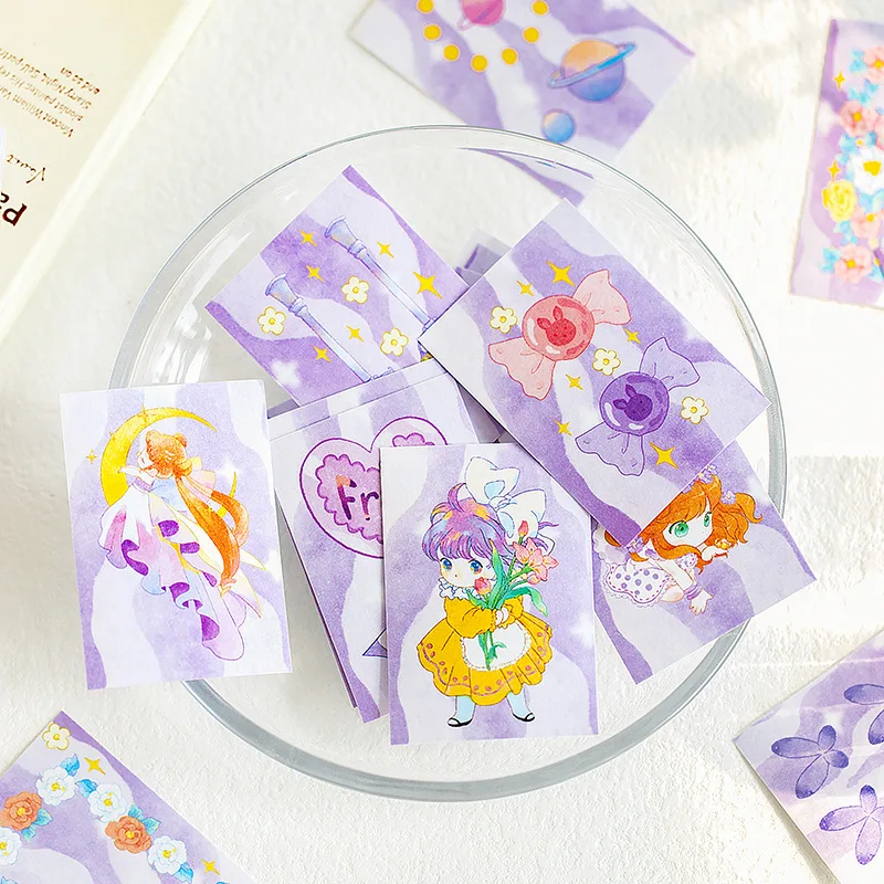 50pcs/pack Girls Ins Style Beanbook Stickers Spring Story Series Creative Hand Account Decorative Material Stickers