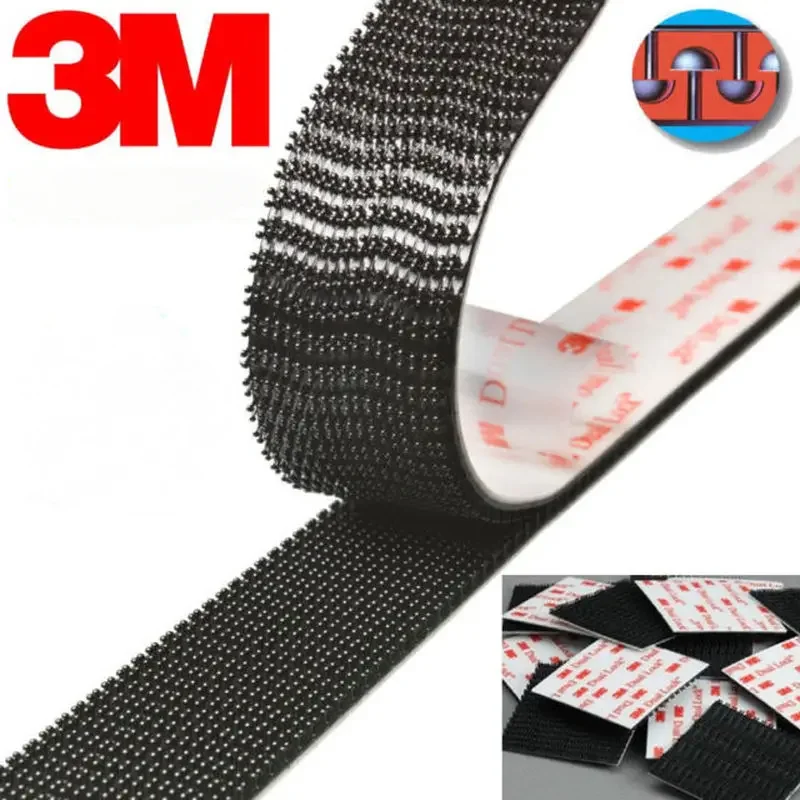 3M-dupla face fita adesiva, cogumelo, preto, prendedor, costura de tecido, Dual Lock, Dual-Sided