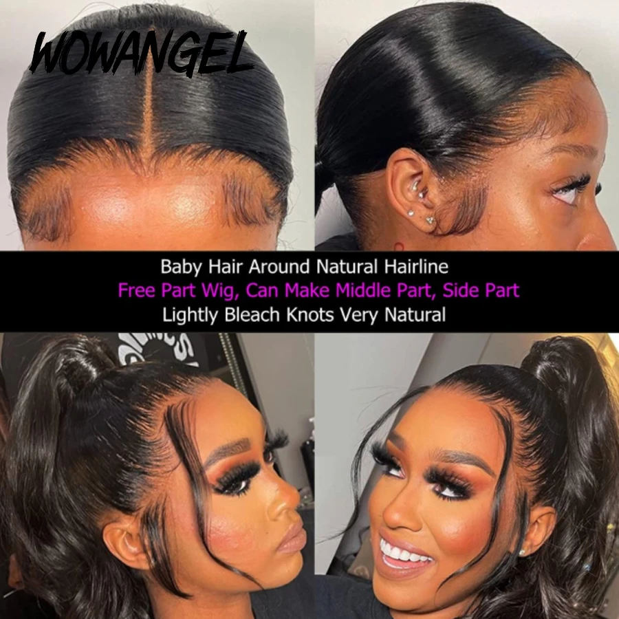 Wow Angel 34inch 13x6 HD Lace Full Frontal Wigs Loose Wigs Human Hair Lace Frontal Wigs 250% Loose Deep Wave Wigs For Women