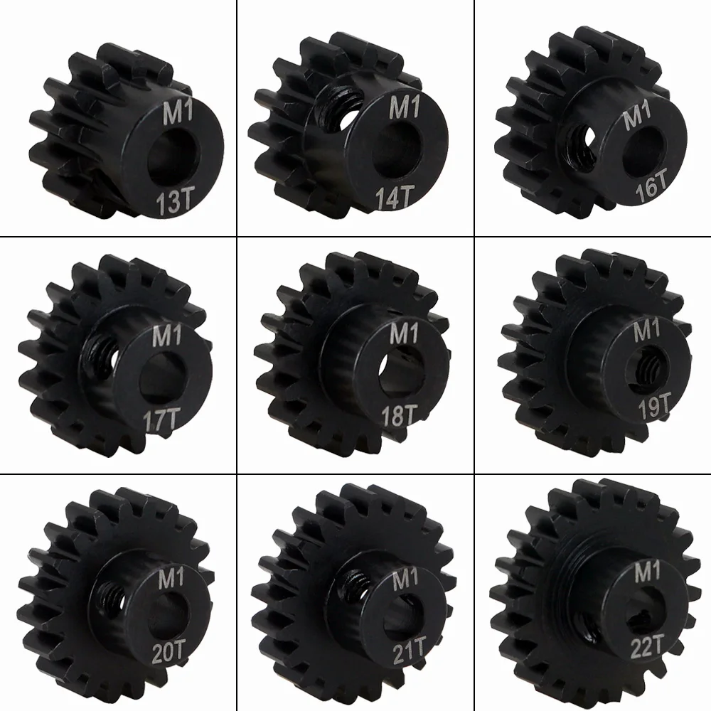 

M1 5mm Pinion Gears 13-21t Motor Pinion Gear Black Steel Metal Pinion Motor Gear For 1/8 Rc Model Car Motor