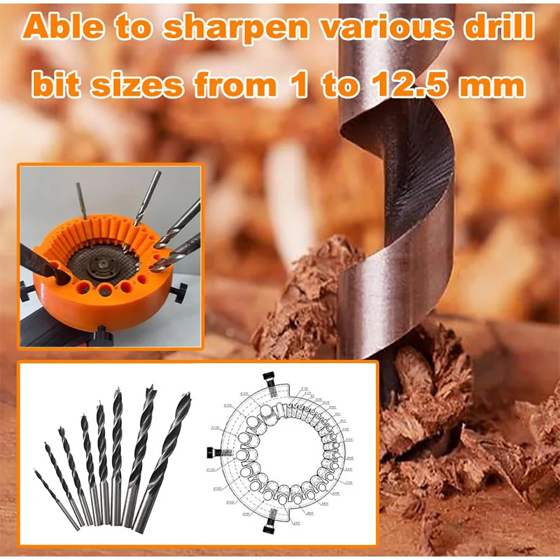 Anti-Stripping Angle Grinder Drill Bit Sharpener 2-13mm 20 Holes Metal Thread Inserts Fit 115/125 Grinders Renew Old Bits