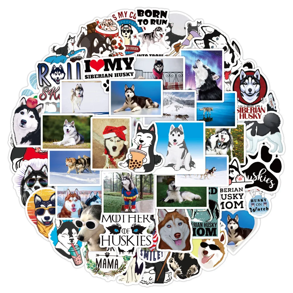 50Pcs Funny Husky Series Graffiti Stickers Suitable for Laptop Helmets Desktop Decoration DIY Stickers Toys Wholesale