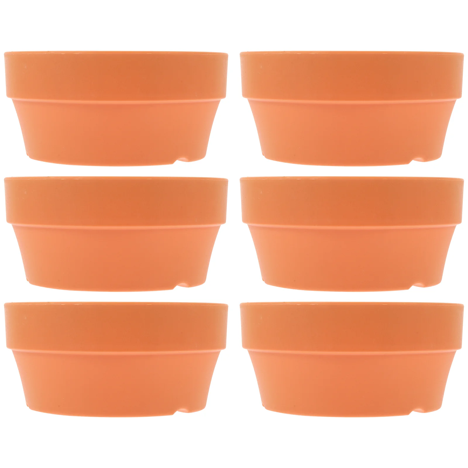6 Pcs Floral Containers Round Flower Pot Garden Supplies Succulent Plants Orange