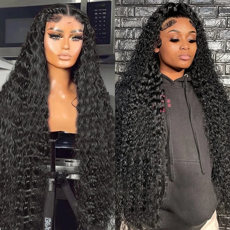 

Deep Wave 13x4 Lace Frontal Human Hair Wigs 38 Inches 13x6 Water Curly Remy Lace Front Wigs Preplucked Hair For Women On Sale