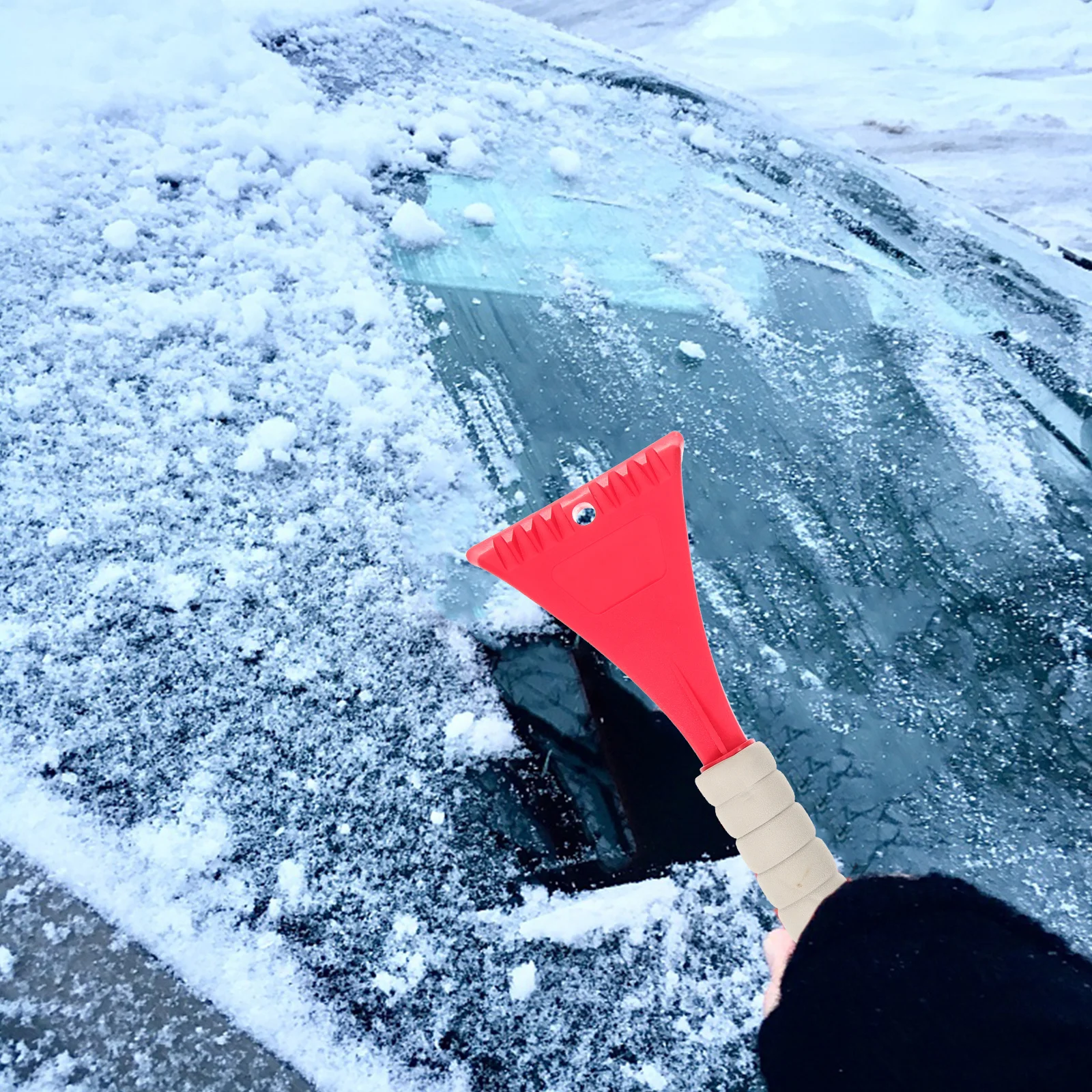 

2Pcs Snow Shovel Lightweight Portable Scoop Utility Shovel Ice Scraper Car Emergency Snow Removal Tool Ice Scraper